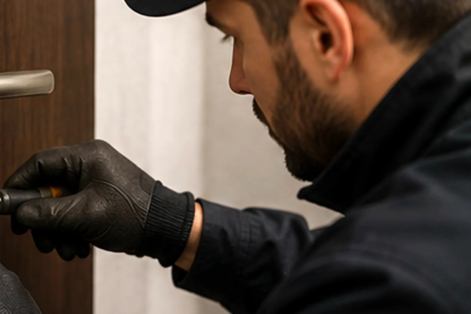 Puerta con cerradura de seguridad instalada, imagen de demostración